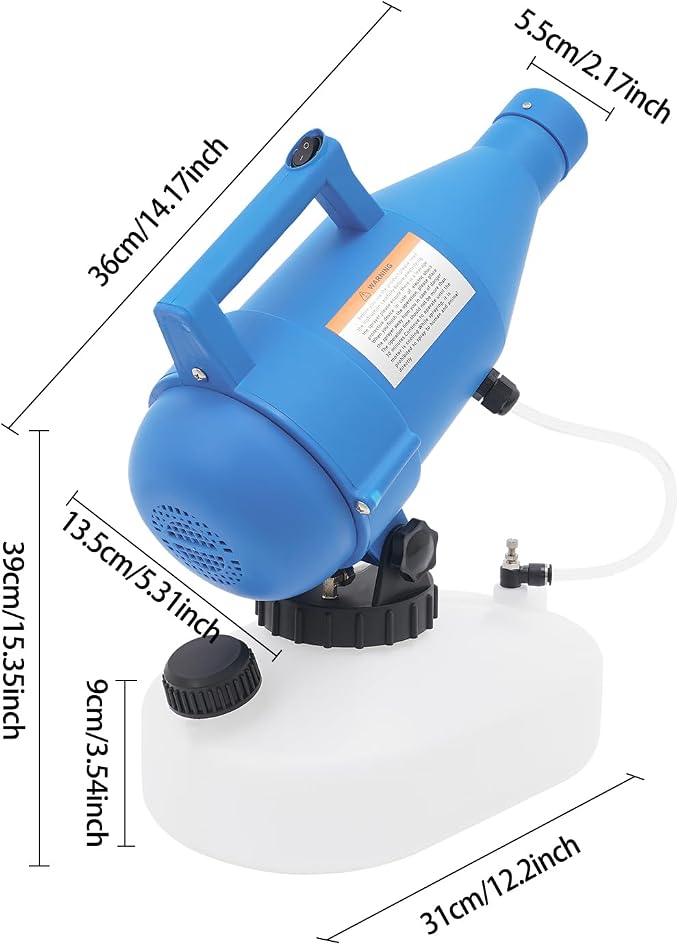 Electric Portable Fogger Sprayer Machine, 1.2 Gal Electric Sprayer | Cold Fogger Machine with 16.4FT Long Power Cord for Home, Hotel, School, Yard