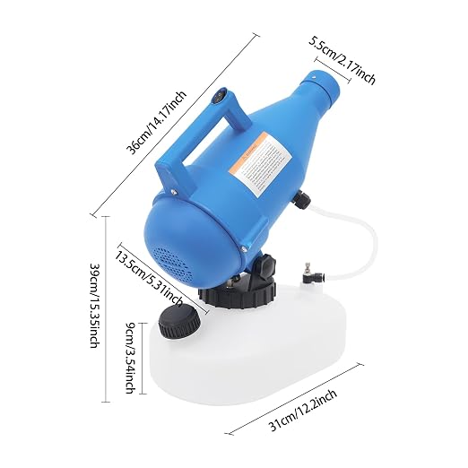1.2 Gallon Electric Portable Fogger Sprayer Machine, 1200W ULV Sprayer, 26-32ft Spraying Distance, 110-220V Corded, Adjustable Nozzle for Home Garden