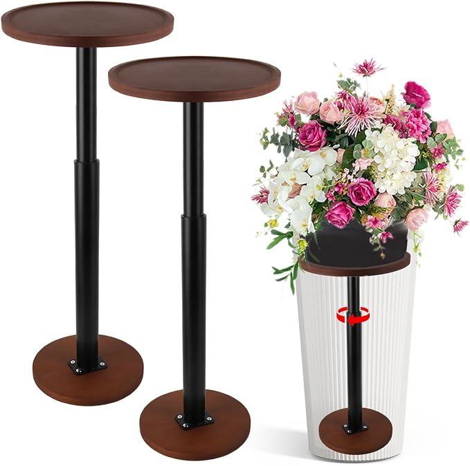 LUTTY 2Set Wooden Adjustable Plant Risers for Inside Pot,7.9-13.8 inches Tall Tapered Plant Riser Fill Bottom of Tall Flower Pots and Large Plants Containers, Rise Filler Riser of Flower Pots