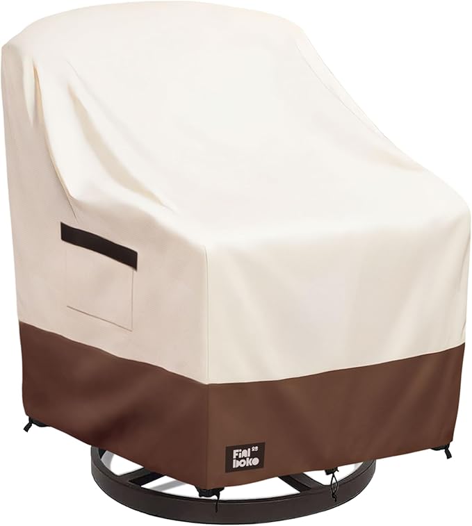 Patio Chair Cover Single Pack-30Wx34Dx38H inches,100% Waterproof Heavy Duty Outdoor Furniture Covers Waterproof,Beige&Brown Modern Style Patio Furniture Cover