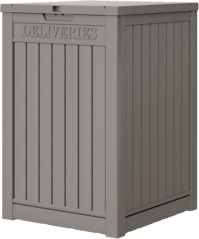 LHBGO Package Delivery Box for Outside, 48 Gallon Storage with Lockable Secure Design, Large Resin Outdoor Package Drop Cabinet