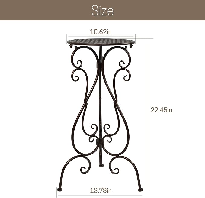 NAKUPE Metal Plant Stand 17in and 23in Tall Flower Pot Stands(Both 2 Pack)(Black&Brown)