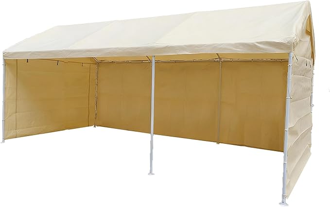 Rutile 10x20 Carport Replacement Sidewall, 180G PE Waterproof & UV Protected Sidewall Cover (Beige, Sidewall kit Panel Set of 4 w/o Mesh Windows)