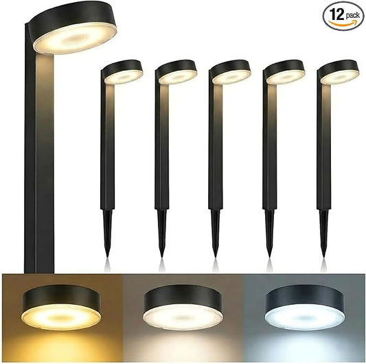 Upgraded Solar Pathway Lights Outdoor Waterproof - 12 Pack 3 Color Temperature Solar Garden Lights (Warm /Neutral/Cool White), Enhanced Brightness LED Landscape Lighting for Yard, Lawn, Walkway.