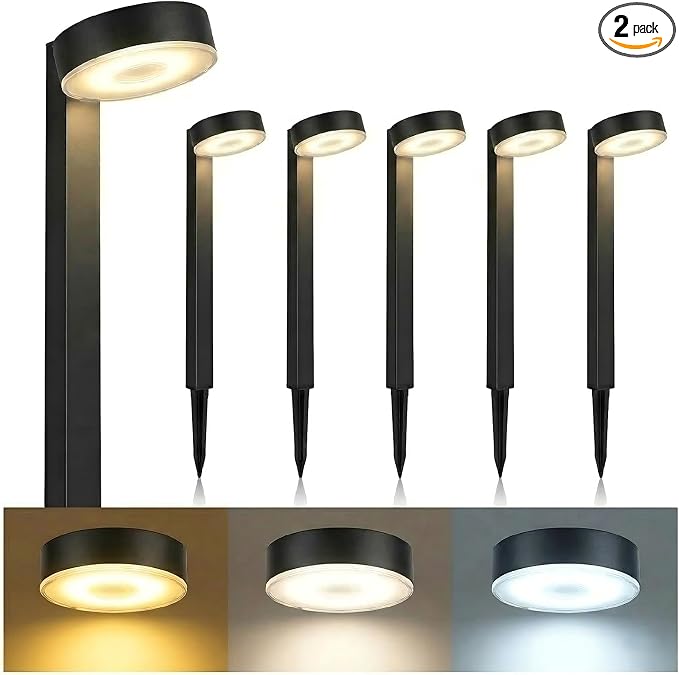 Upgraded Solar Pathway Lights Outdoor Waterproof 2 Pack 3 Color Temperature Solar Garden Lights (Warm /Neutral /Cool White), Enhanced Brightness LED Landscape Lighting for Yard, Lawn, Walkway.