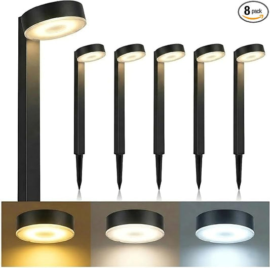 Upgraded Solar Pathway Lights Outdoor Waterproof - 8 Pack 3 Color Temperature Solar Garden Lights (Warm /Neutral/Cool White), Enhanced Brightness LED Landscape Lighting for Yard, Lawn, Walkway
