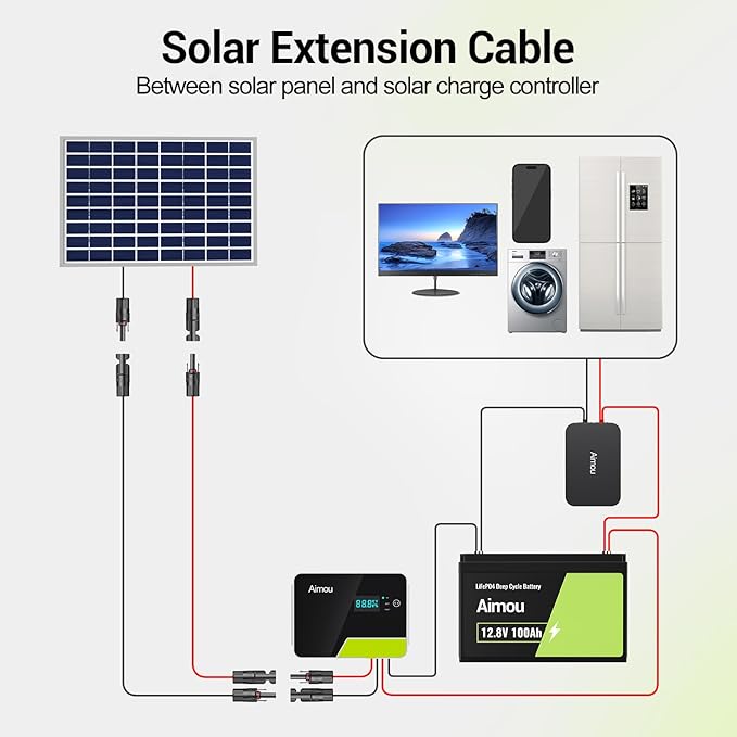 75FT 10AWG Solar Extension Cable, 10 Gauge Solar Panel Wire with Waterpproof Female and Male Connectors for Outdoor RV, Off-Grid Photovoltaic Systems(Black+Red)