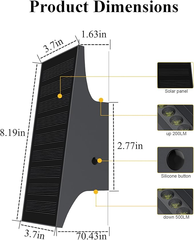 SOTTLOT Solar Sconce Lights Outdoor, Dimmable Solar Wall Lights Up and Down, 3000K 700LM Solars Lights Outdoor IP65 Waterproof for Yard Patio Garage Porch, 2pcs