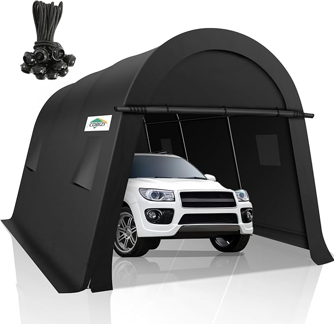 COBIZI Carports 10x20 Heavy Duty Car Canopy Garage with Removable Doors & Vents, Galvanized Frame Portable Carport Canopy Outdoor Storage Shelter with All-Season Tarp for Car Boat Truck Upgrade 2.1