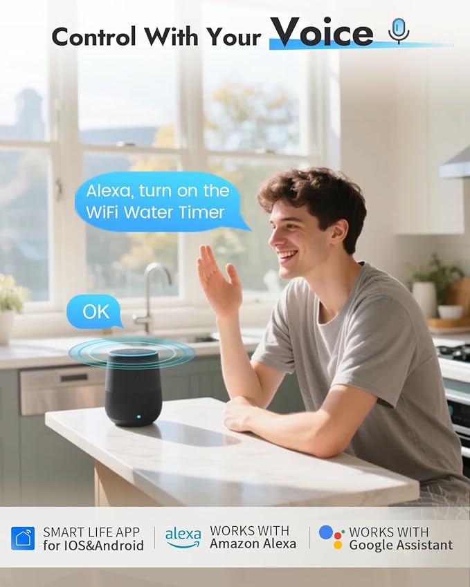 Insoma 2-Zone WiFi Water Timer Brass Inlet Outlet, Smart Sprinkler Timer, No-Gateway 2.4GHz, APP Remote Control WiFi Hose Timers, Voice Control with Alexa, Rain Delay and Manual Mode for Lawn Watering