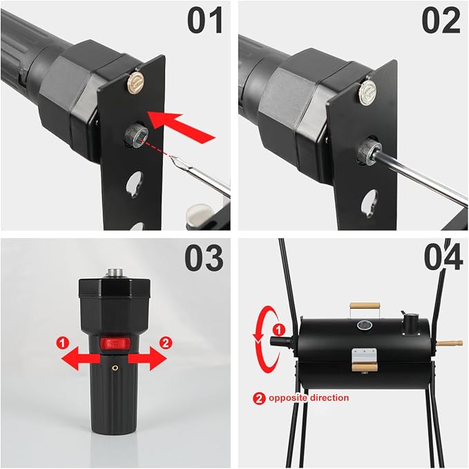 Barrel Charcoal Grill with Thermometer - Small Charcoal Grills with Central Rotisserie Rack Double-sided Smoker Grill Outdoor BBQ Grill, Perfect for Backyard Camping, Patio Parties and Picnics