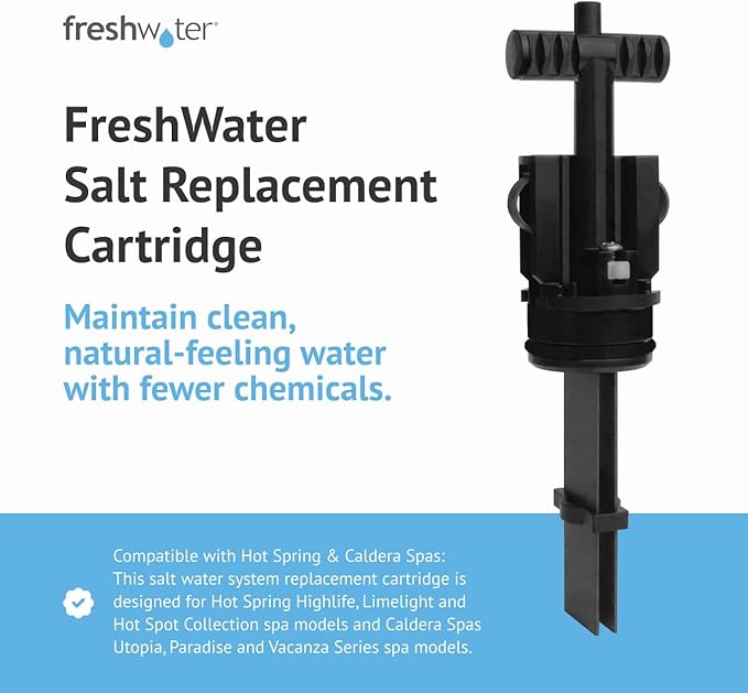 FreshWater Salt System Cartridge - Water Treatment Replacement Cartridge for Spas & Hot Tubs - Easy Maintenance - Supports Natural-Feeling Water to Help Prevent Dry Eyes & Itchy Skin (2 Pack)