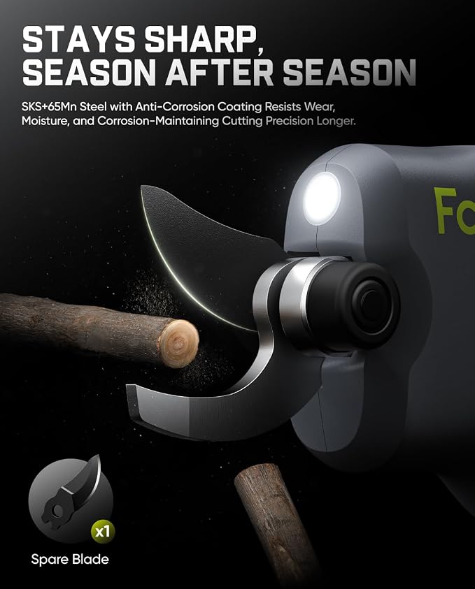 Fanttik Y10 Pro Cordless Electric Pruning Shears with Brushless Motor, LED Display, 4-Level Safety System, USB-C Fast Charging, SK5 Steel Blade for Branch Trimming