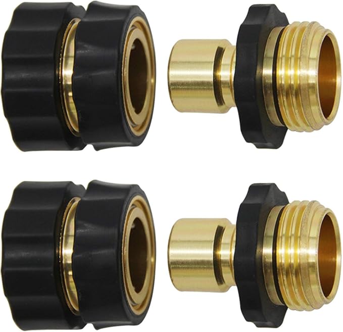Twinkle Star 3/4 Inch Garden Hose Fitting Quick Connector Male and Female Set with Extra Rubber Washers, 2 Set