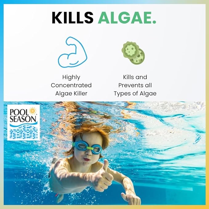 Polyquat 60 Algaecide for Swimming Pool 32 oz, High Concentrate Algaecide 60 for Inground Pool and Above Ground, Professional Grade Polyquat 60 Treatment for Clear Water Care