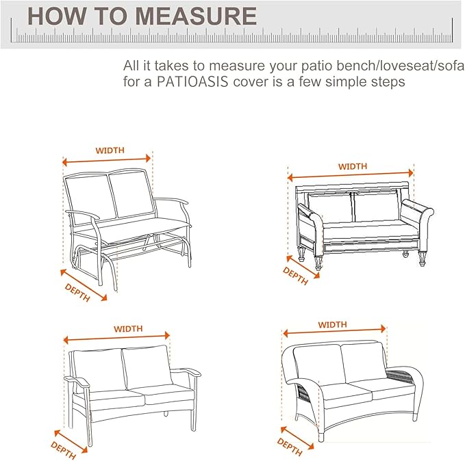 Patio Loveseat Covers Outdoor Furniture Waterproof Garden Deep Sofa Cover 62inch x 38inch x 35inch (L x W x H) Lawn 2-Seater Sofa Covers with Air Vent Beige