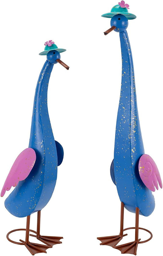 22" Duck Garden Statue Set of 2 Metal Ducks | Outdoor Decor Porch Animal Figurine Yard Art Sculptures Rustproof Lawn Ornament for Outside Patio Backyard Decorations