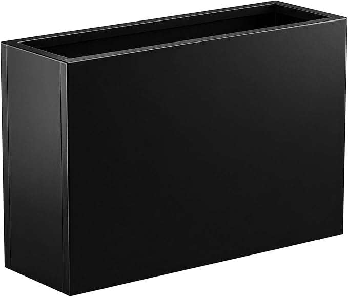 Metal Planter Box 36” x 12” x 24”, Heavy Duty Tall Rectangle Planter Box with with Drainage Holes & Rust-Proof Coating, Modern Outdoor/Indoor Black Planter Box for Porch, Garden, Patio, Yard