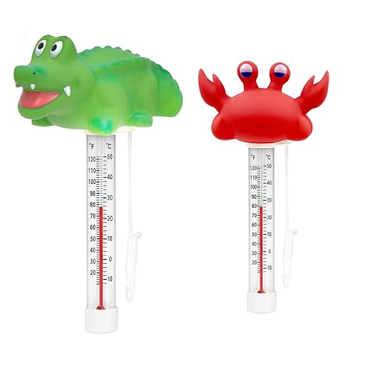 XY-WQ 2 Pack Floating Pool Thermometer, Large Size Easy Read for Water Temperature with String for Outdoor and Indoor Swimming Pools and Spas (Crocodile & Crab)