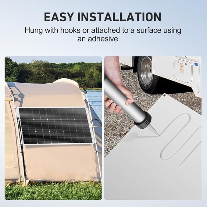 DOKIO 200W (2×100W) Flexible Solar Panels 18V Monocrystalline for 12V Battery Charging, Semi-Flexible ETFE with MC4, Series/Parallel for RV Boat Camper Van Trailer Off-Grid Use