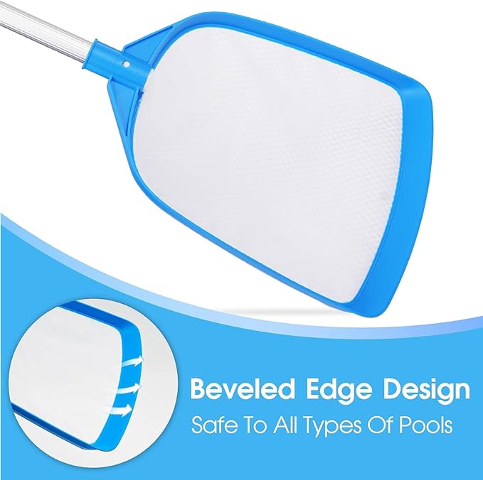 TidyMister Pool Leaf Skimmer Net Ultra Fine Mesh with Aluminum Poles 5 Sections 6 Feet Swimming Pool Cleaning Net Leaf Catcher for Above Ground Pools Inground Pools