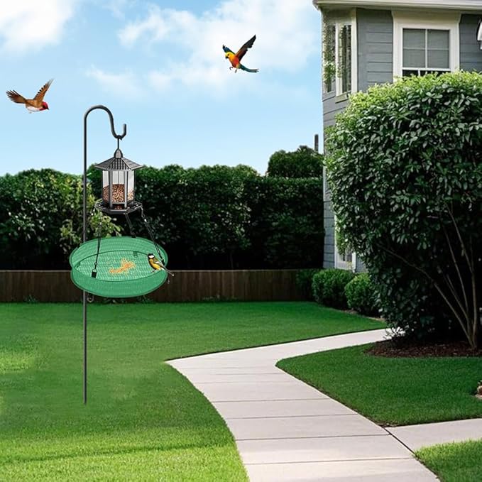 Bird Seed Catcher Trays – 20" Diameter x 4" High, Green Spill Guard Platform for Bird Feeders, Outdoor Feeder Accessory