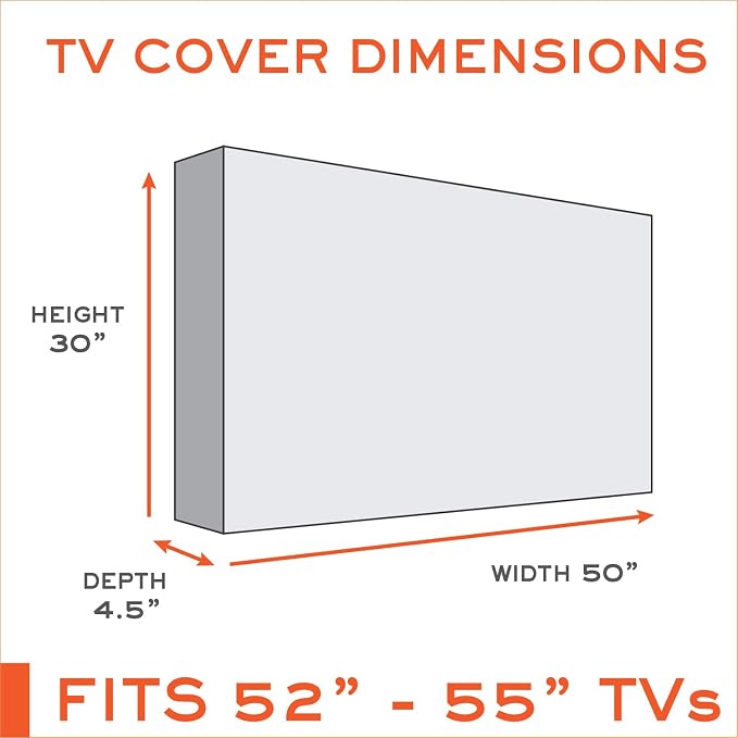 Outdoor TV Cover 55 inch - WITH FRONT FLAP - Weatherproof, Waterproof protection, Soft Interior, With Bottom cover - Black