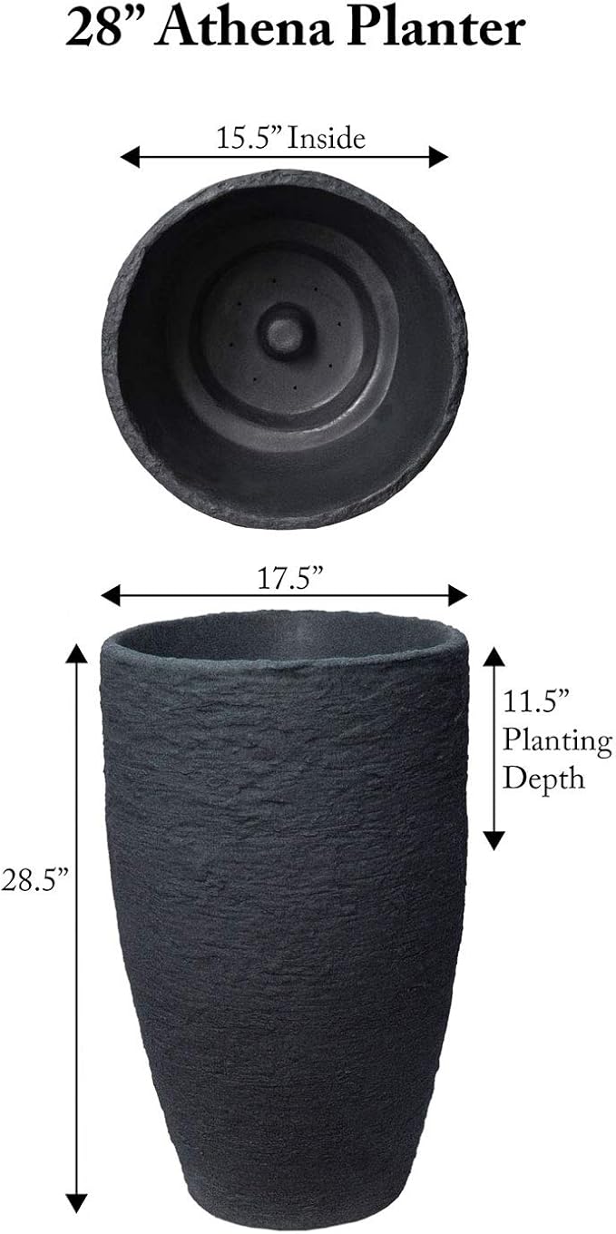 Algreen Products 87313 Athena Self-Watering Planter, Large, 17.5" DIA x 28.5" H, Brownstone