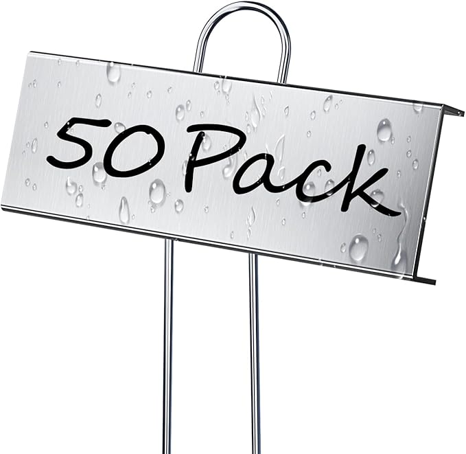 50 Pack Metal Plant Labels for Outdoor Garden Waterproof Plant Markers, Labels Garden Markers for Seedlings Herbs Vegetable Greenhouse Gifts, with Pen