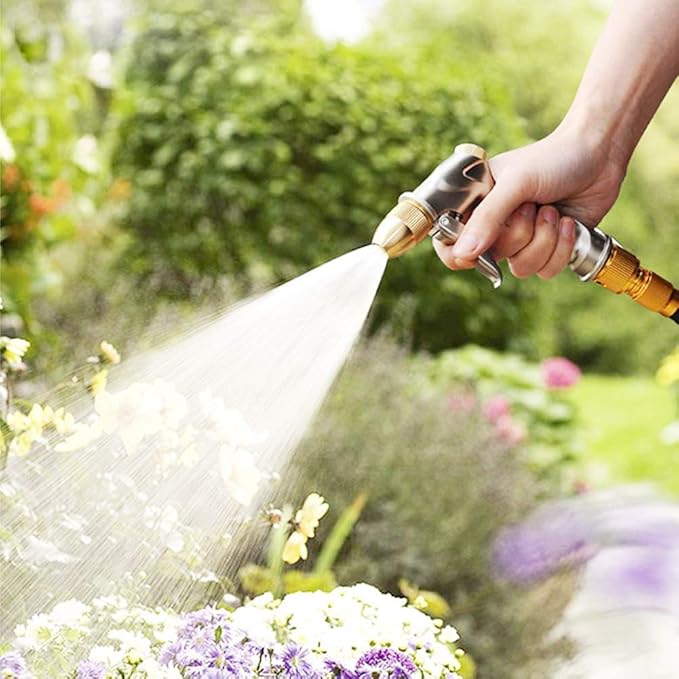 FANHAO Upgraded Garden Hose Nozzle Sprayer, 100% Heavy Duty Metal Handheld Water Nozzle High Pressure in 4 Spraying Modes for Watering Plants and Lawn, Car Washing, Patio and Pet