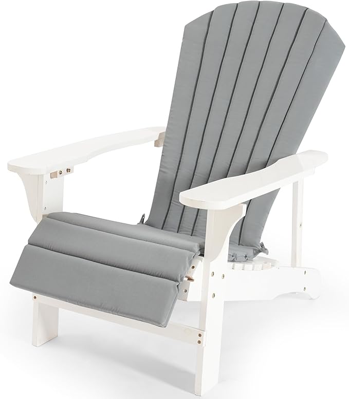 Adirondack Chair Cushion Set of 2 Indoor Outdoor Furniture Cushions Rocking Chair Cushions with Straps Replacement Folding Patio Chair Pad All-Weather Patio Chair seat Cushion（Grey）