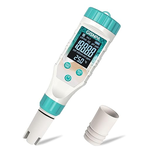 Digital Pool Water Tester, Chlorine Tester & Pool Salt Tester, Pool pH Tester 7 in 1 FAC Digital Salinity Tester for Saltwater Aquarium Sodium Chloride Swimming Pools Hot Tubs Spas