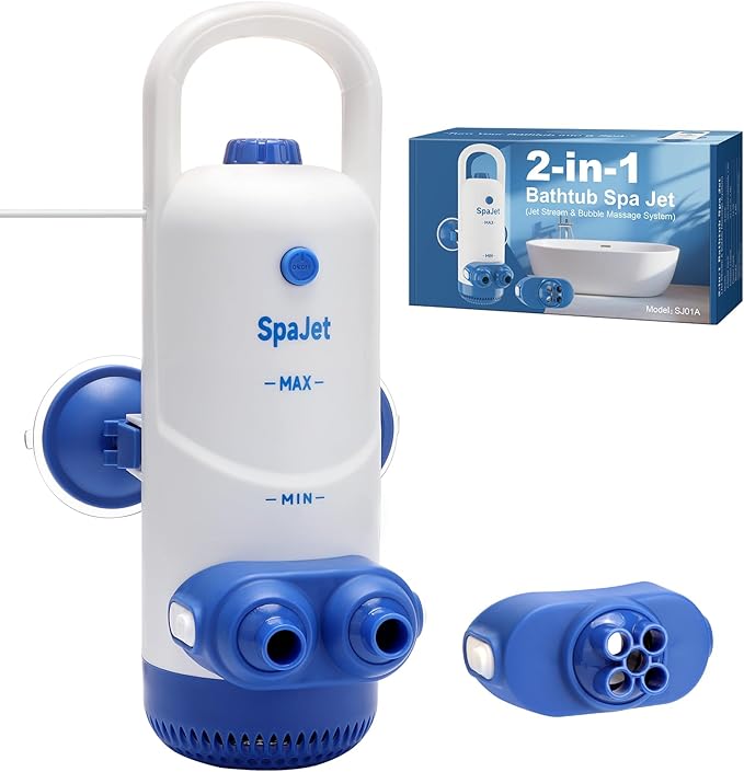 Bath Jets for Tub with Jet Massage and Bubble Mode, Bathtub Jets for Tub with 360° Rotatable Single and Dual Nozzles, the Lever-lock Suction Cups, and Handle. Jets for Bathtub at Home for Relaxation