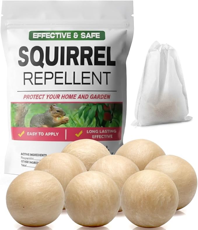 Squirrel Repellent for Yard & Garden, Peppermint Chipmunk Repellent, Squirrel Deterrent for Attic Garage/Bird Feeders, Keep Squirrels Away, Safe to Pets & Kids- 8 Pack