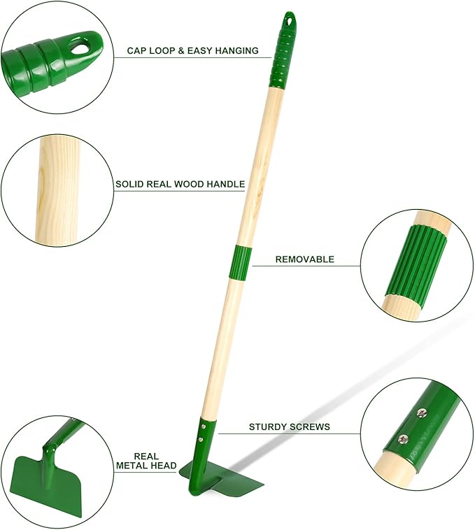 Duckura Kids Gardening Tools Set - 7pcs Wheelbarrow Set for Kids with Shovel, Rake, Leaf Rake, Summer Outdoor Yard Digging Weed Birthday Gifts Toys, Easter for Boys Girls Age 2 3+ Years(Green)