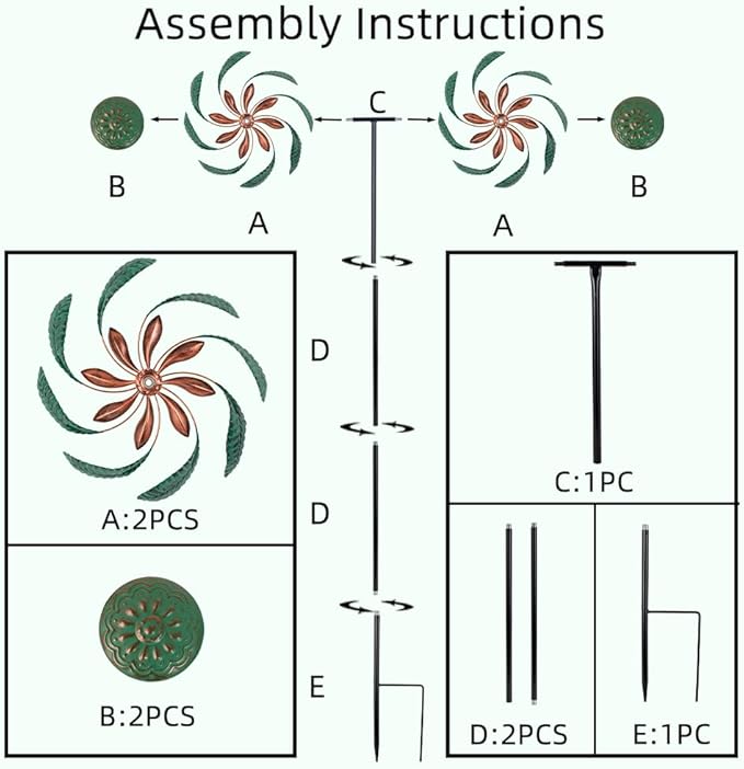 Viveta Outdoor Wind Spinner, Green Leaf Wind Sculptures, Metal Windmill Garden Pinwheels for for Patio, Lawn, Yard