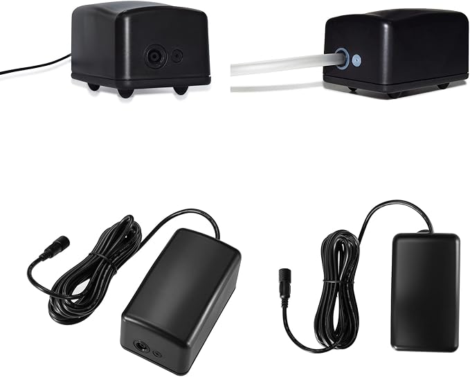 Solar Fish Tank Oxygen Pump, 2W Plug-in Aquarium Oxygenator, Fishing Oxygenator Air Pump with Piped Bubble Rock for Fish Tanks, Outdoor Ponds (Single Head Direct Drive)