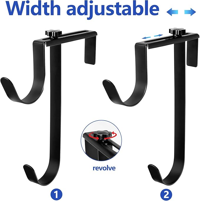 PURPLE STAR 1N 2 Pcs Double Pool Fence Hooks for Pool Equipment, Adjustable Pool Pole Hanger Rustproof Pool Hooks for Poles Black Pool Accessories for Pool Fence Skimmer Wall