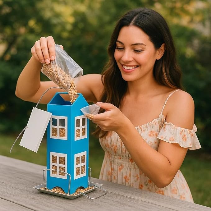 CEDAR ALPHA 2pk Bird Feeders for Outside, Metal Birdfeeder, Hanging Bird Feeder for Outdoor, Weatherproof Design, Easy Cleaning Refills, Backyard Garden, Patio; Gift idea for Parents