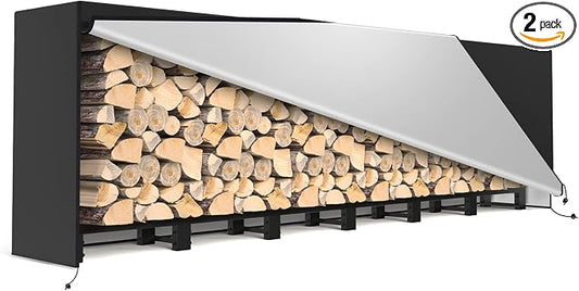 SunyesYoon Firewood Rack Outdoor 80in with Waterproof Cover - Heavy Duty Log Rack Indoor Holder, Upgraded Adjustable Fire Wood Racks, Storage Organizer Stand Tool for Fireplace, Black