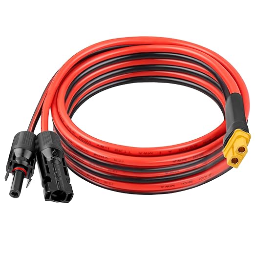 10AWG 10FT XT60 Solar Extension Cable 2 3 6 10 15 20 25 35 40 50 75 100FT XT60 Solar Extension Connector Adapter Thicker Cable Female to Male for Portable Power Station Solar Panel RC LiFePO4 Battery