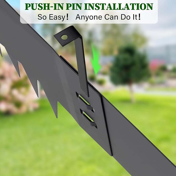 Steel Landscape Edging 6 Pack 8" H x 40" L, Heavy Duty Flexible Galvanized Metal Garden Border Strips, No Dig Lawn Edge with 6 Anchoring Pins, for Flower Bed, Yard, Pathway Divider(20 FT Total)