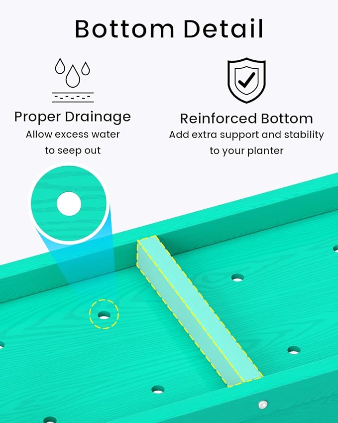 Small HDPE Raised Garden Bed, Elevated Planter Box with Legs, Outdoor All-Weather Planter Raised Beds for Seeds, Herbs, Flowers, Vegetables (Aruba Blue)
