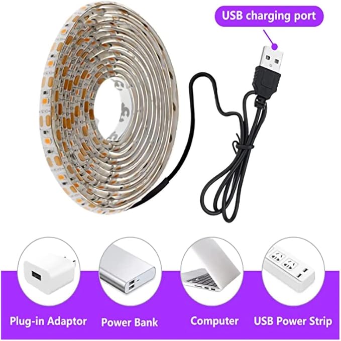 LED Grow Light Strips,Waterproof Full Spectrum Plant Grow Light, USB 16ft 300LEDs, Flexible Growing Lamp for Indoor Plants Succulents Hydroponics Greenhouse Gardening