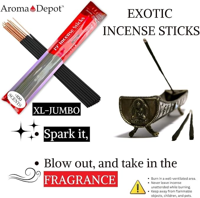 Aroma Depot 19 Inch Japanese Cherry Blossom Incense Sticks – Jumbo 19” Extra Long Charcoal Incense, 27–30 Count (1 Pack), 3–4 Hour Burn