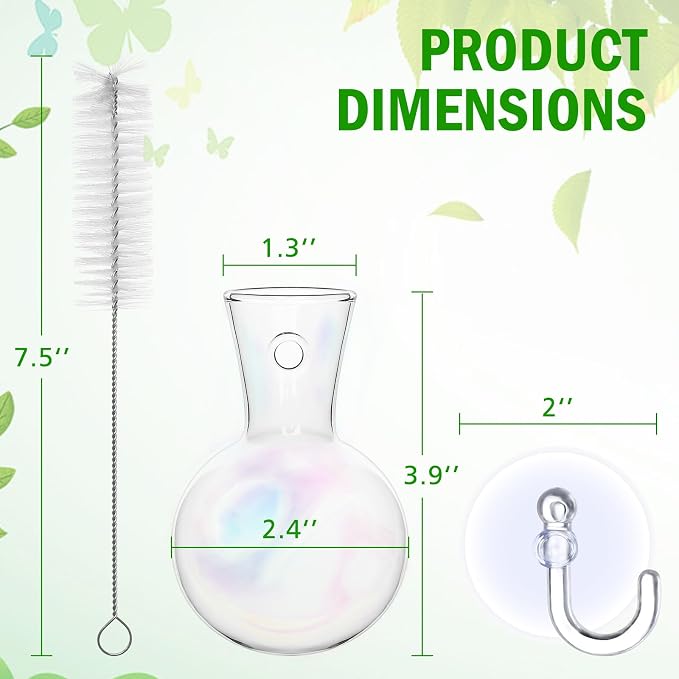 Bunmery 4 pcs Iridescent Window Propagation Stations, Easy to Install Plant Propagation Bulbs with Suckion Cups, No Nails Wall Hanging Planter Propagation Station, Glass Plant Terrarium Vase