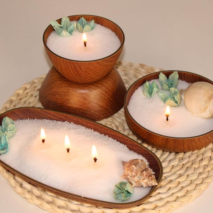 Simply Soson 1 lb White Citronella Lavender Scented Pearled Sand Candle, Long Lasting Powder Candle, Refillable Pearl Sand with 10 Wicks