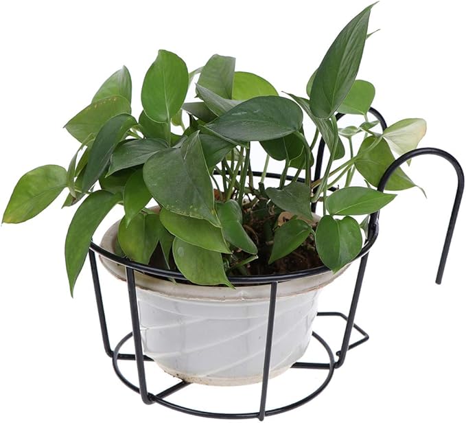 4 Pack Hanging Planters for Railings Rail Planter Hanging Baskets Flower Pot Holders Iron Plant Racks Metal Fence Planter Potted Stand Mounted Balcony Plant Baskets Container,Garden Steel Pots