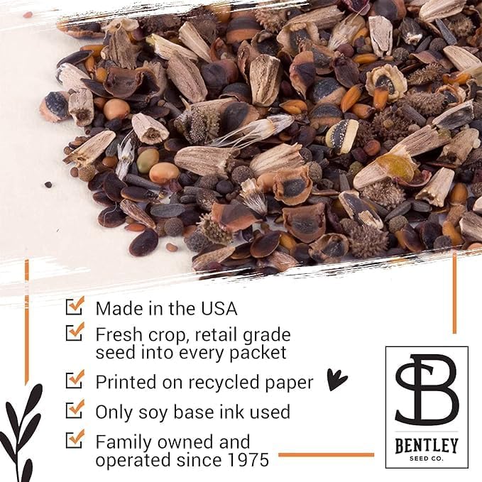 Bentley Seed Co. | The Earth Laughs in Flowers | Beautiful Illustrated Flower Design Art and Quote | Environmental Favor | Pollinator Wildflower Mix Seed Packets | Eco-Friendly Hand Out Gift | 25 Pk