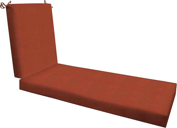 Honeycomb Outdoor Chaise Lounge Cushion for Patio Furniture, Water & Fade Resistant, Removable Cover, 21.5 x 70, Heritage Textured Solid Terracotta